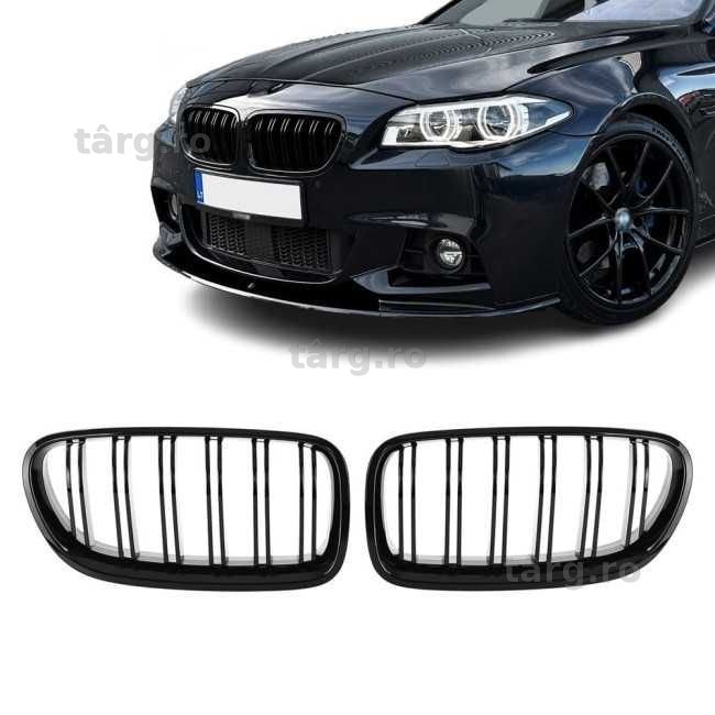 Grile Duble Nari Bara Fata M Style BMW F10 F11, Negru Lucios , M5 Look