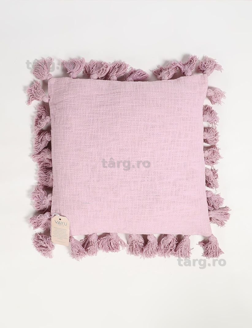 Set 2 perne lucrate manual, din bumbac 100%, 46x46cm