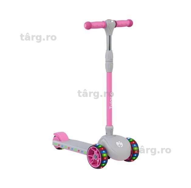 Trotineta pentru copii cu LED, Tulano Rookie 15, roz