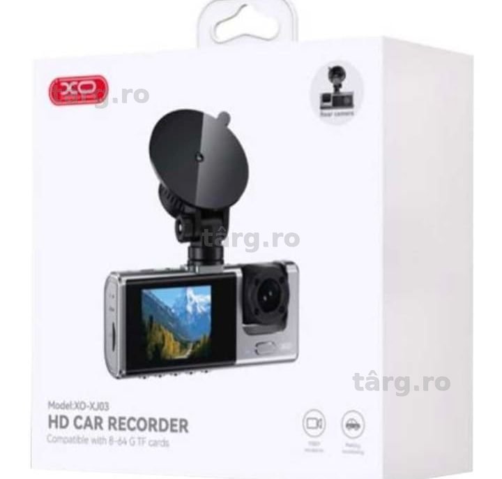 Camera Auto cu Ventuza, XO-XJ03, Fata si Spate, Baterie 200mAh, Negru