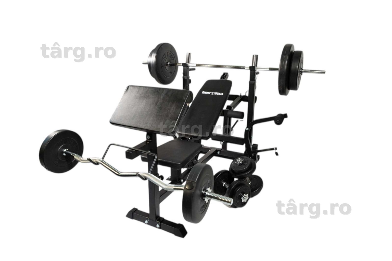 Banca Multifunctionala FITNESS + SET GREUTĂȚI 100 KG 30/31 MM