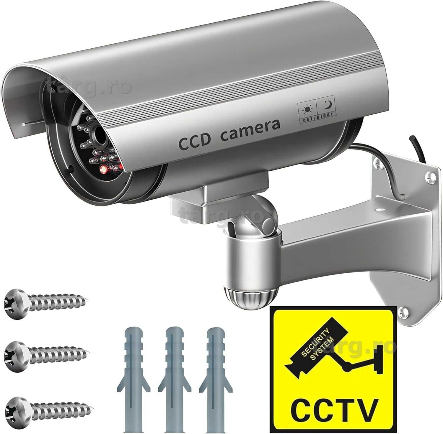 Camera de supraveghere falsa cu bec LED rosu pentru exterior interior