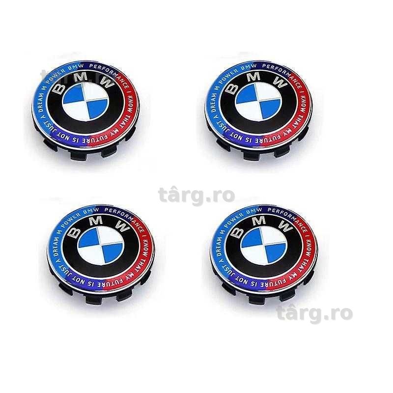 Set 4 Capace Roti BMW 56mm / 68mm Editie 50 De Ani Embleme Jante Sigle
