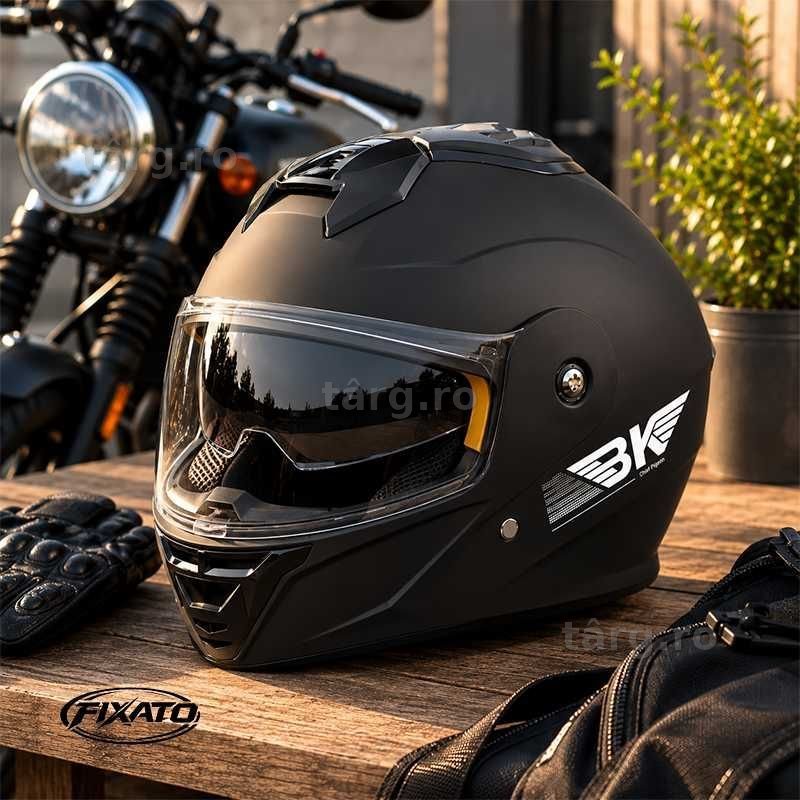 Casca Moto/Scuter Flip-Up, Viziera Dubla, Protectie UV, Negru Mat 4