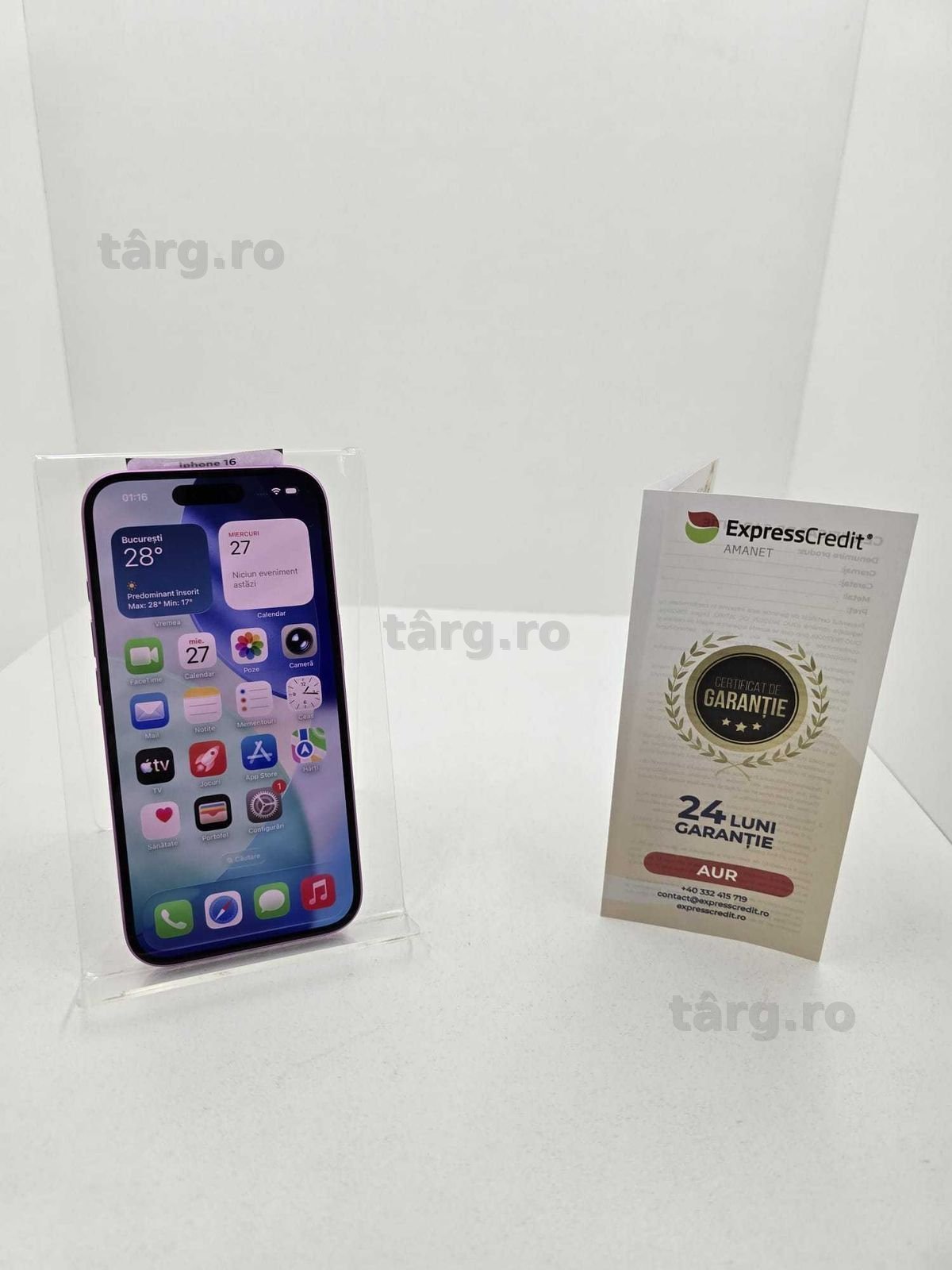 Iphone 16 128Gb 90% bateria (Ag25 Belvedere B.42911)-Garantie 2 Ani!