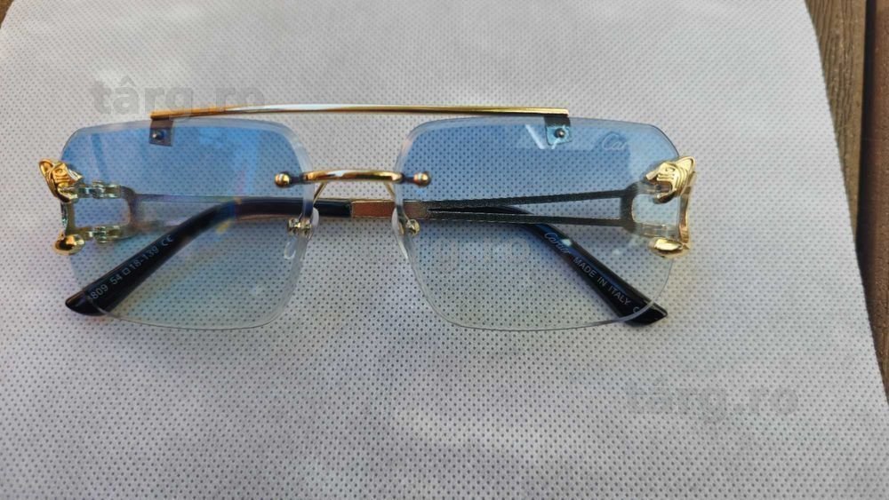Ochelari de soare Cartier Rimless 8809 lentila albastra