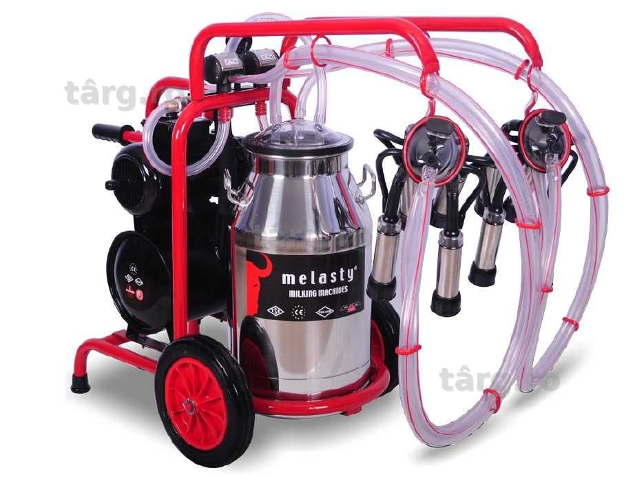 Aparat de muls vaci Melasty cu 2 posturi si bidon aluminiu - inox