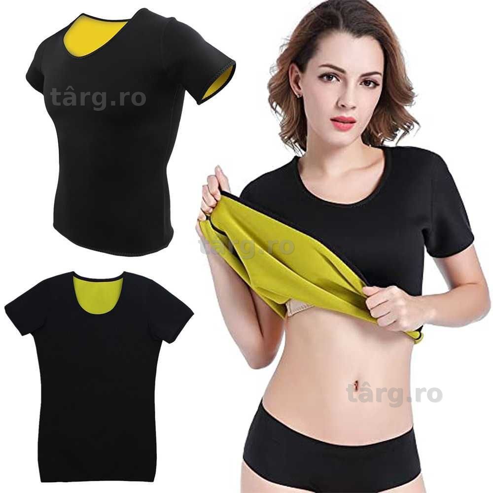 Tricou fitness dama neopren XL maneca scurta modelator efect slabire