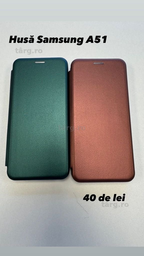 Husa piele ecologica tip carte, folie, incarcator, cablu Samsung A51