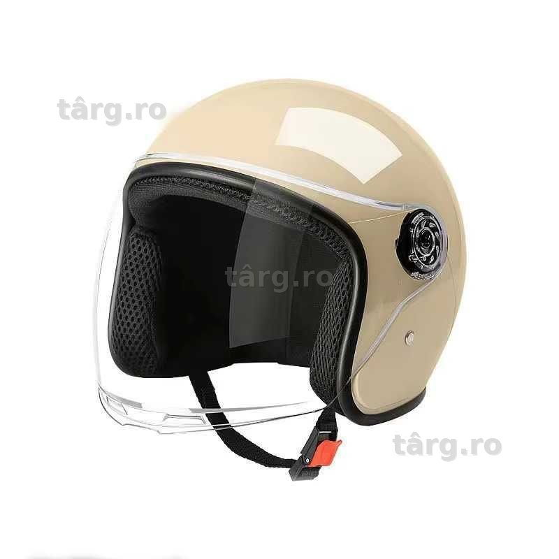 Casca Moto/Scuter unisex, marime universala, viziera detasabila, Crem