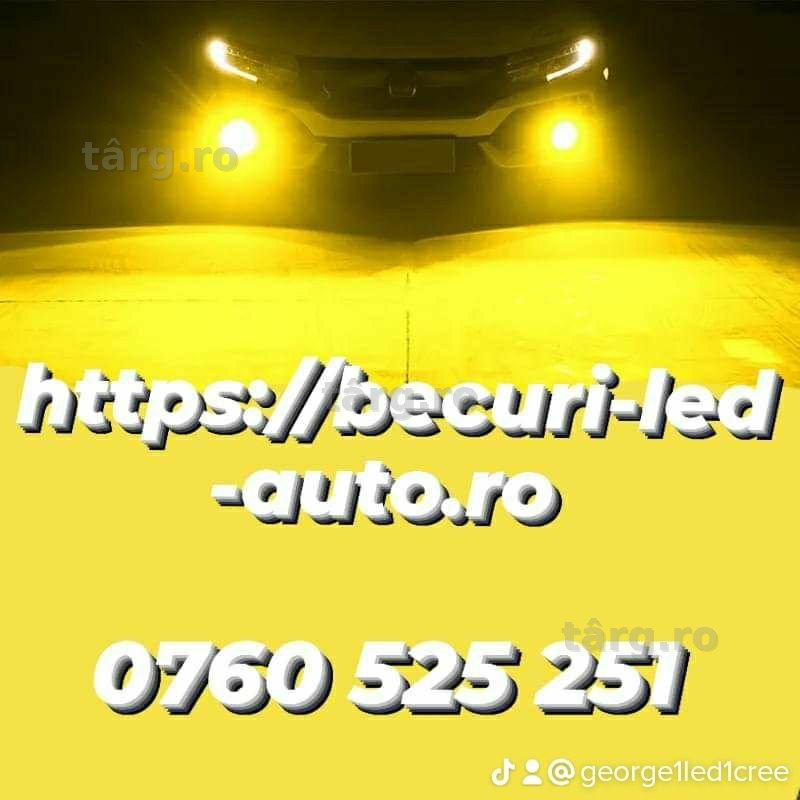 Set Două Becuri Led H1,H3,H7,H9,H11,H16,HB3,HB4 Lumină Galbenă 3000K