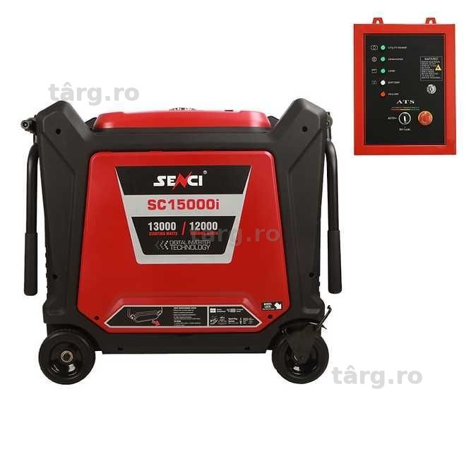 Generator de curent de tip inverter SENCI SC15000iE putere maxima 13.0 kW 230V pornire electrica insonorizat cu ATS
