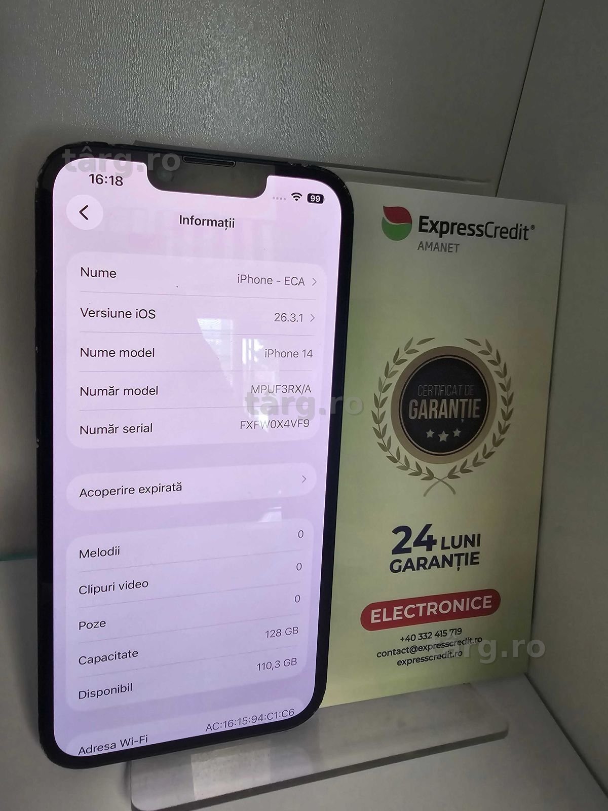 Telefon Iphone 14  (Ag 29 Siraj ) B34774  / Garantie 2 Ani !! 2