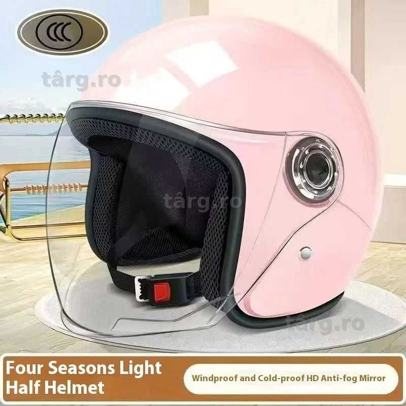 Casca Moto/Scuter unisex, marime universala, viziera detasabila, Roz 2