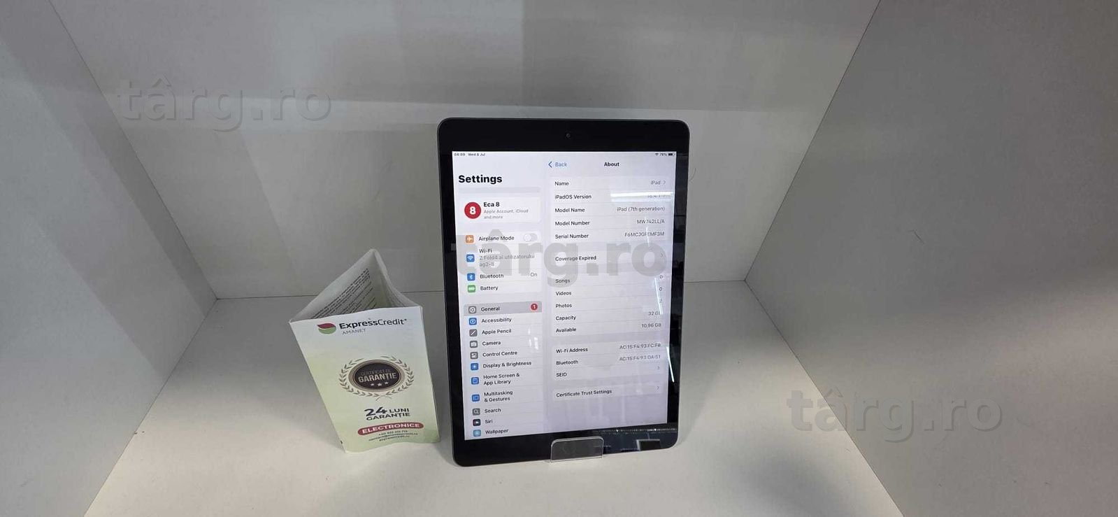 Tableta Apple Model: GEN 7 (Ag8 Tudor/B75134) – Garantie 2 Ani!