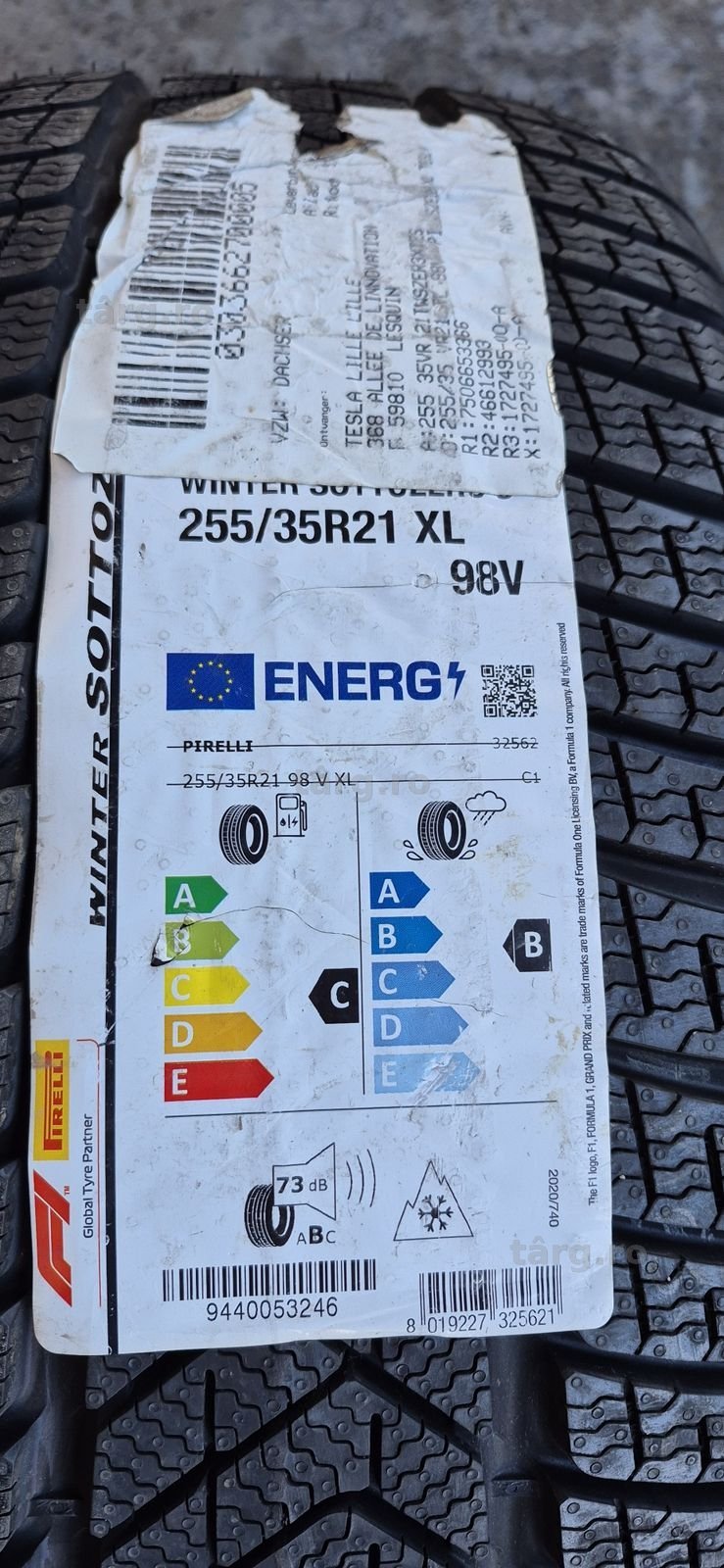 4 anvelope iarna noi  Pirelli,255/35/21,dot 2022.Pretul este pe bucata 3