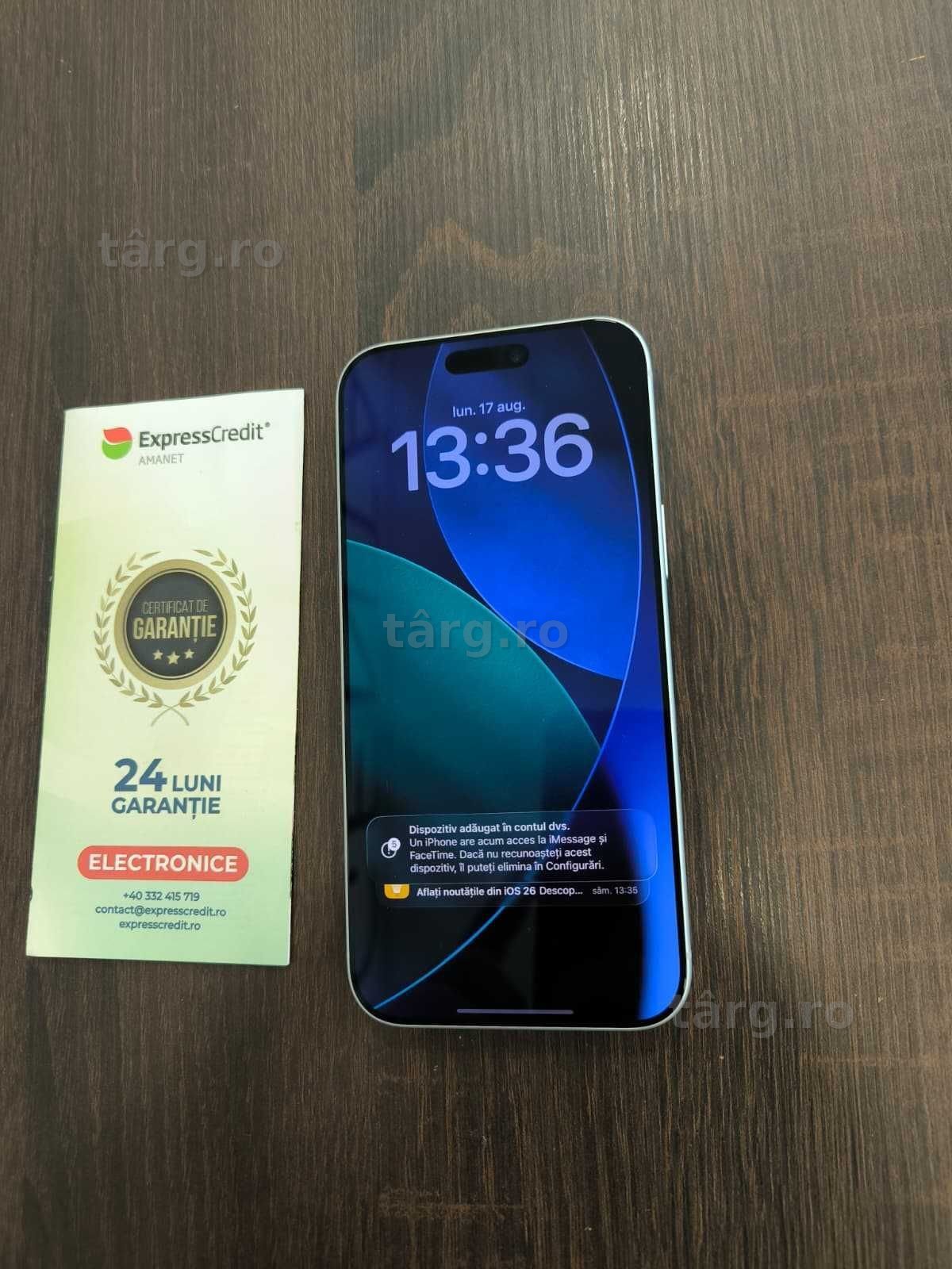 iPhone 17 PRO MAX 256Gb Sanatate baterie: 100% (Ag24 Harlau b.46649) - Garantie 2 ani 2