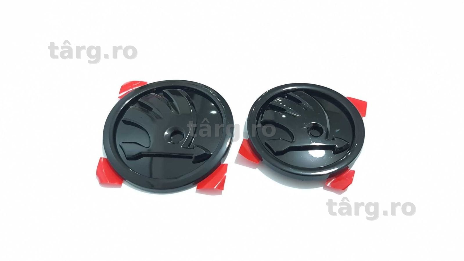 Set 2 Embleme Capota Portbagaj Skoda 80mm si 90mm Negru Lucios / Mat