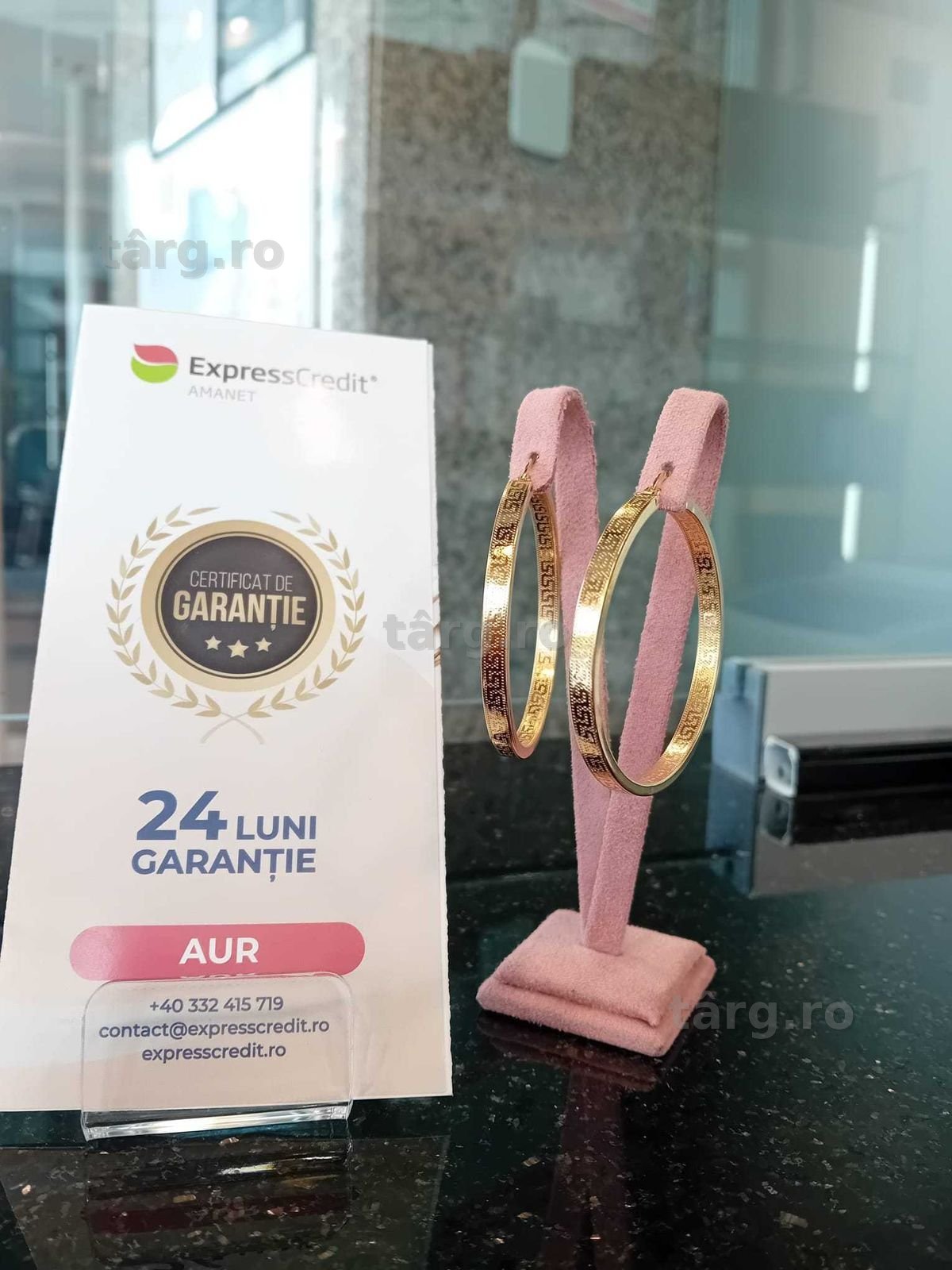 Cercei aur 14K 7.46g diametrul de 5cm (Iulius Mall)(B-402) Garantie 2 ani!