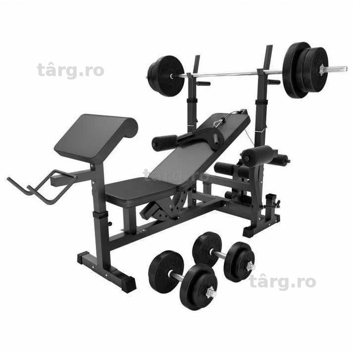 Aparat multifuncțional de fitness cu set de 70 de kg