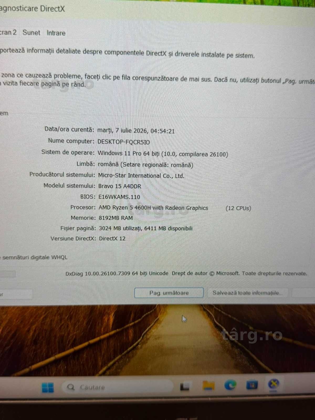 HOPE AMANET P2-  Laptop Msi Brava15 / Amd Ryzen 5 4600H / 8GB RAM / 256GB SSD 3