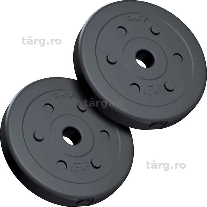Set de 2 discuri, 2 x 2,5 kg, Plastic, Negru