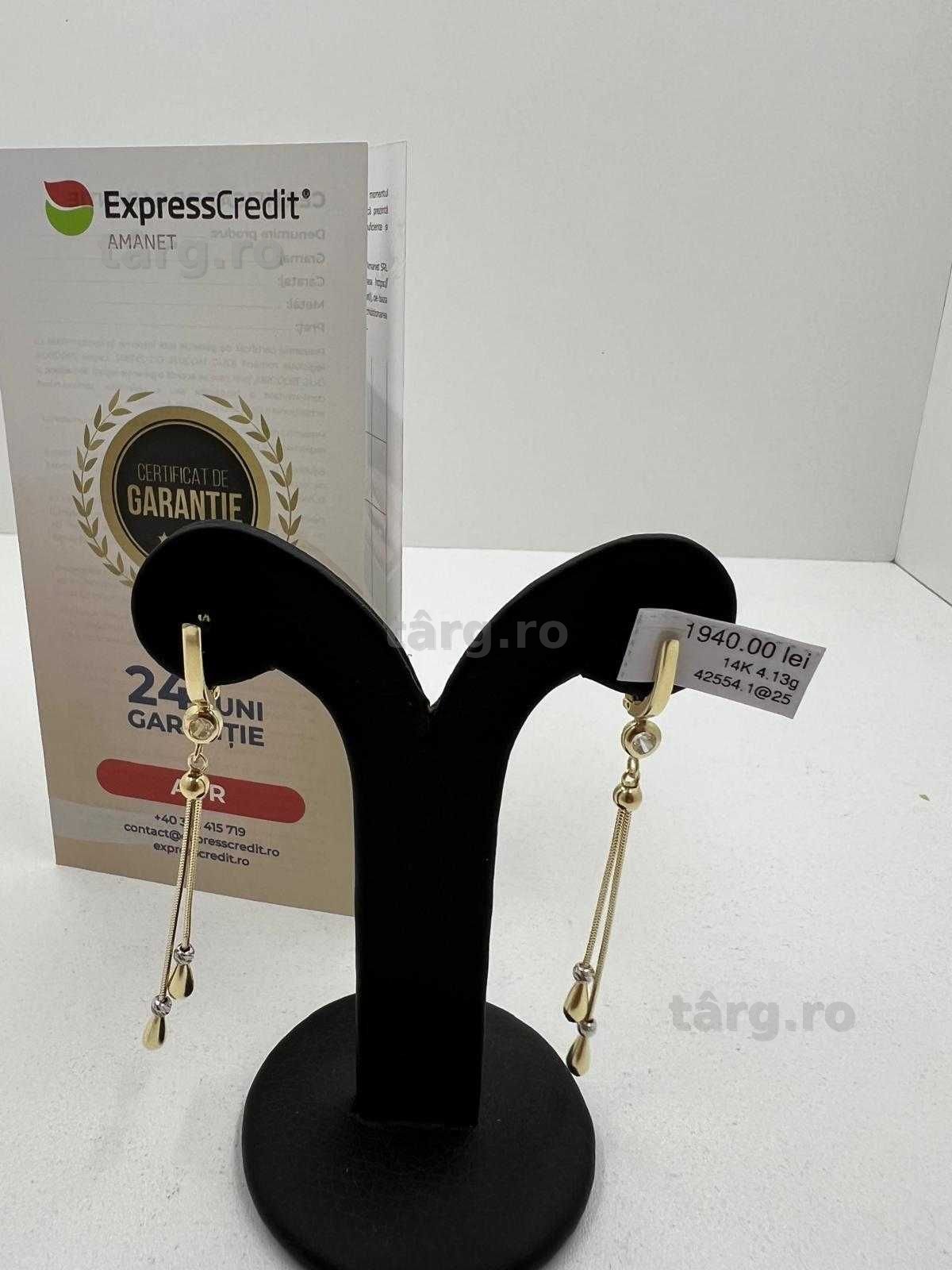 Cercei Aur 14K 4.13g (Ag25 Belvedere B.42554) Garantie 2 ani! 2