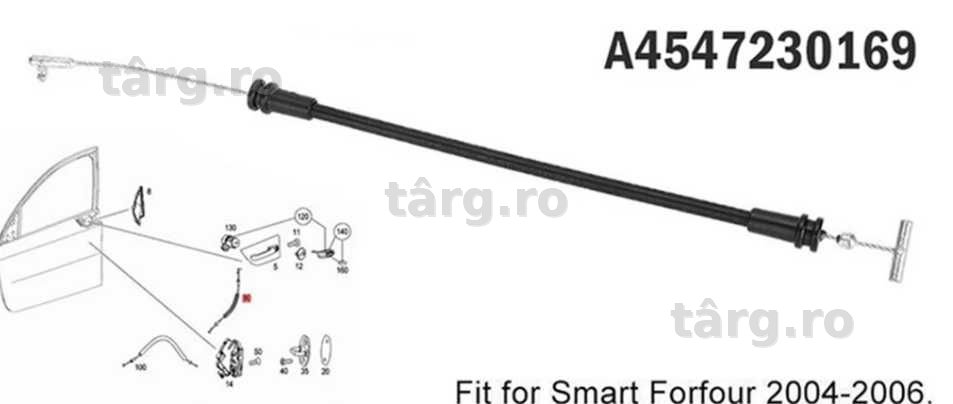Cablu NOU deschidere din exterior portiera fata Smart Forfour 454