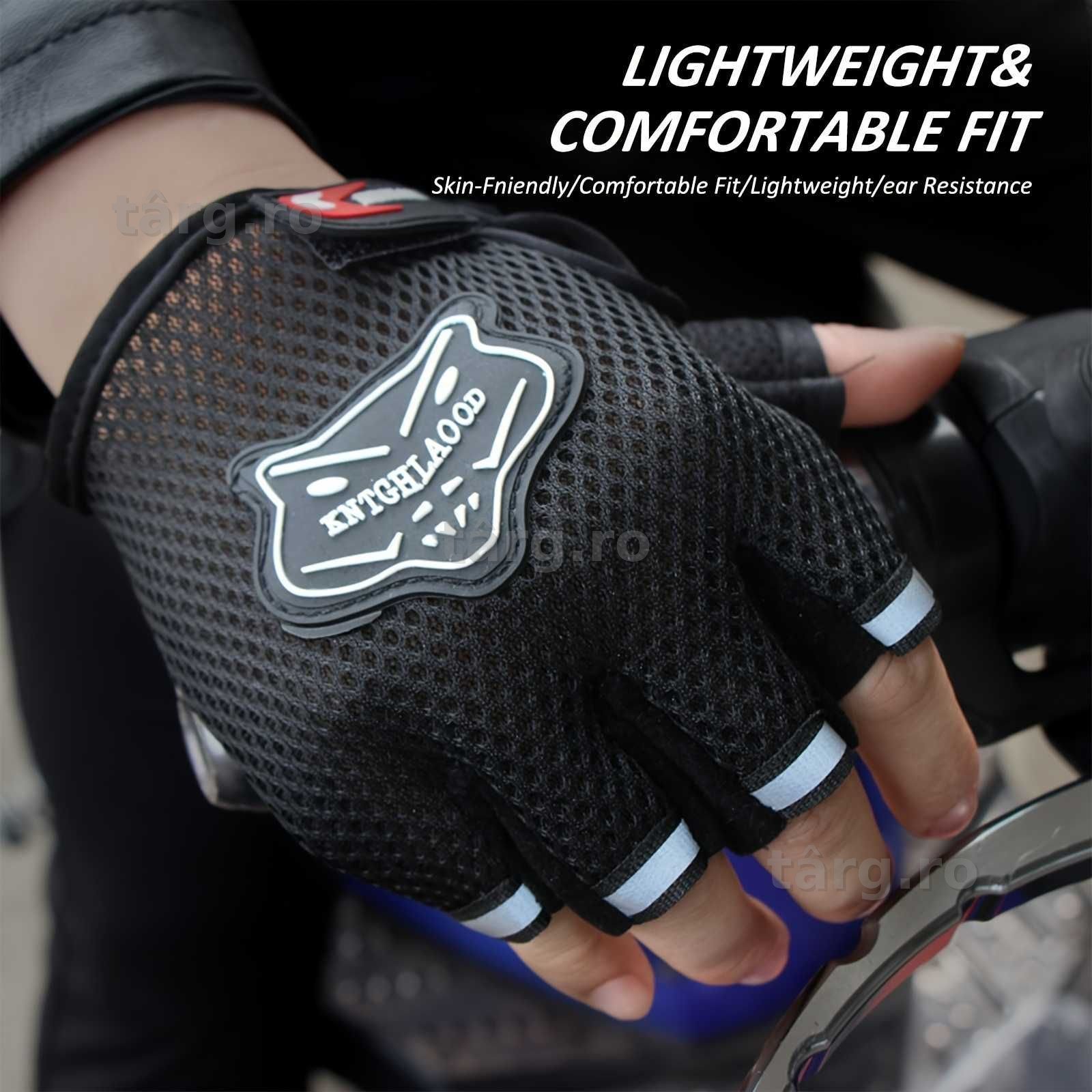 Manusi ciclism pentru Bicicleta si Fitness cu protectie palma, din Material Respirabil, marime universala, Negru 2