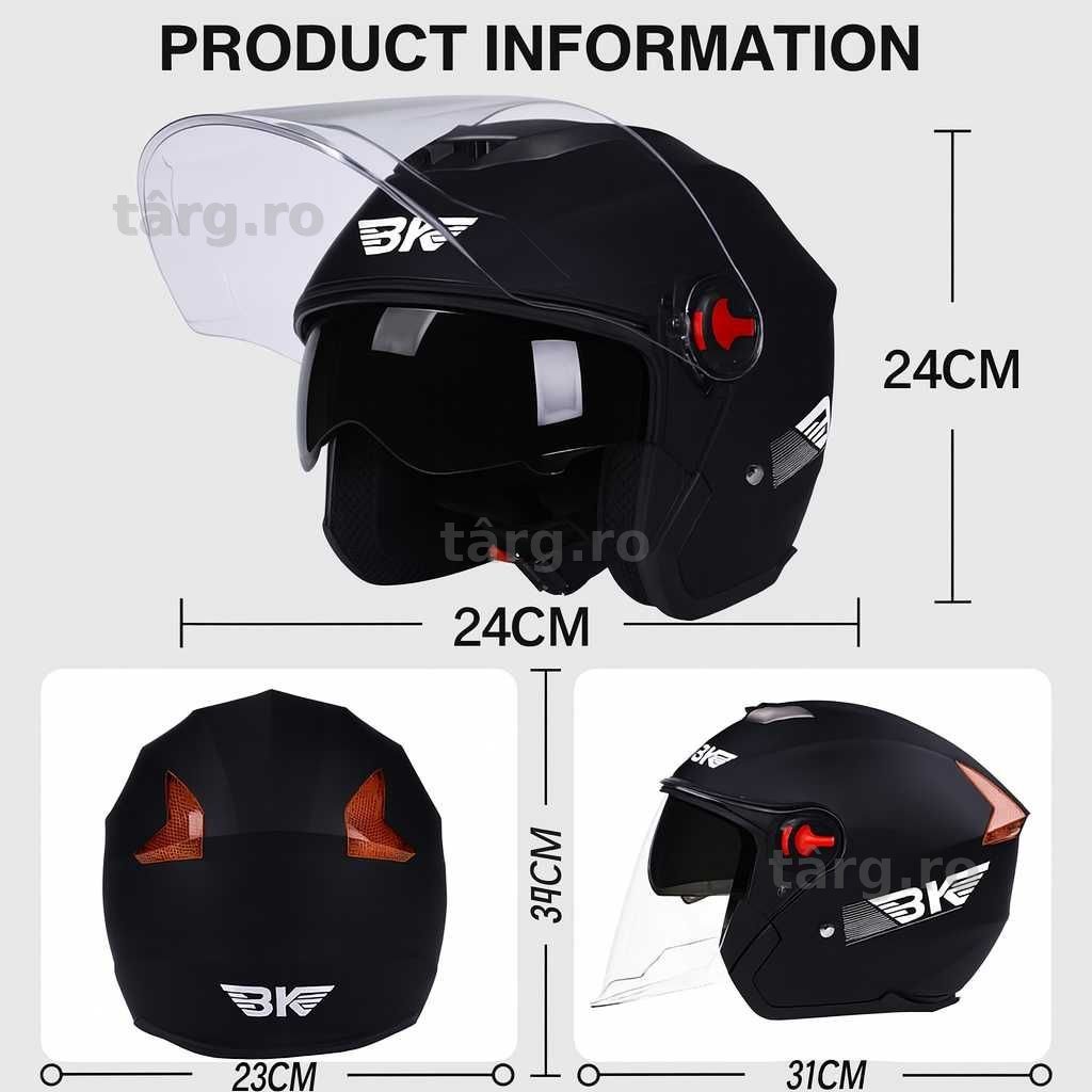 Casca Moto/Scuter/ATV, viziera dubla, marime universala, Negru Mat 3