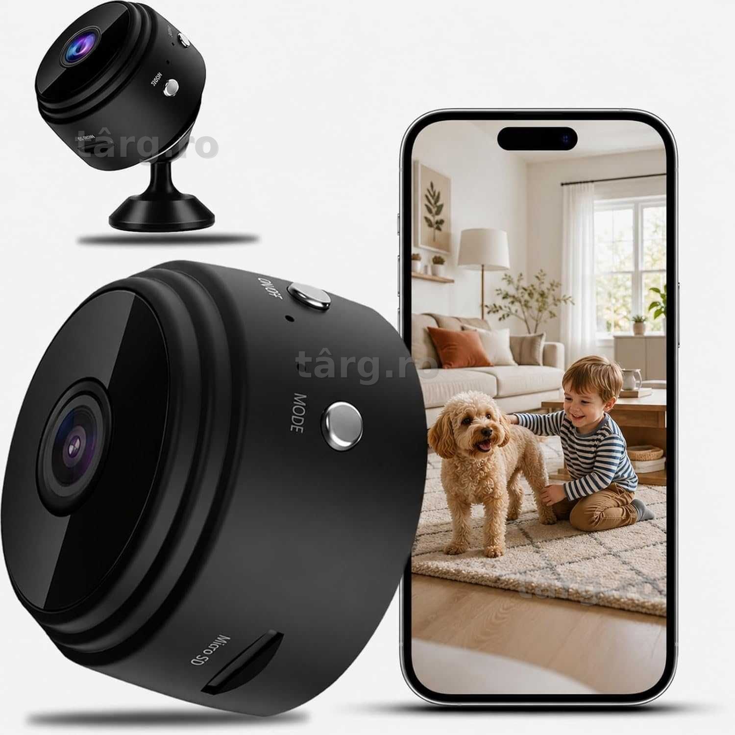 Camera spion WiFi mini Full HD detectie miscare magnet stocare card