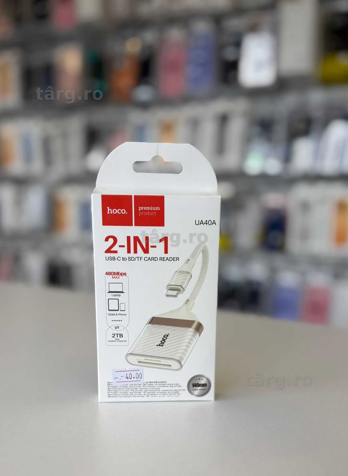 Cititor de Carduri 2-in-1, SD/TF, cu conector USB-C, 480Mbps