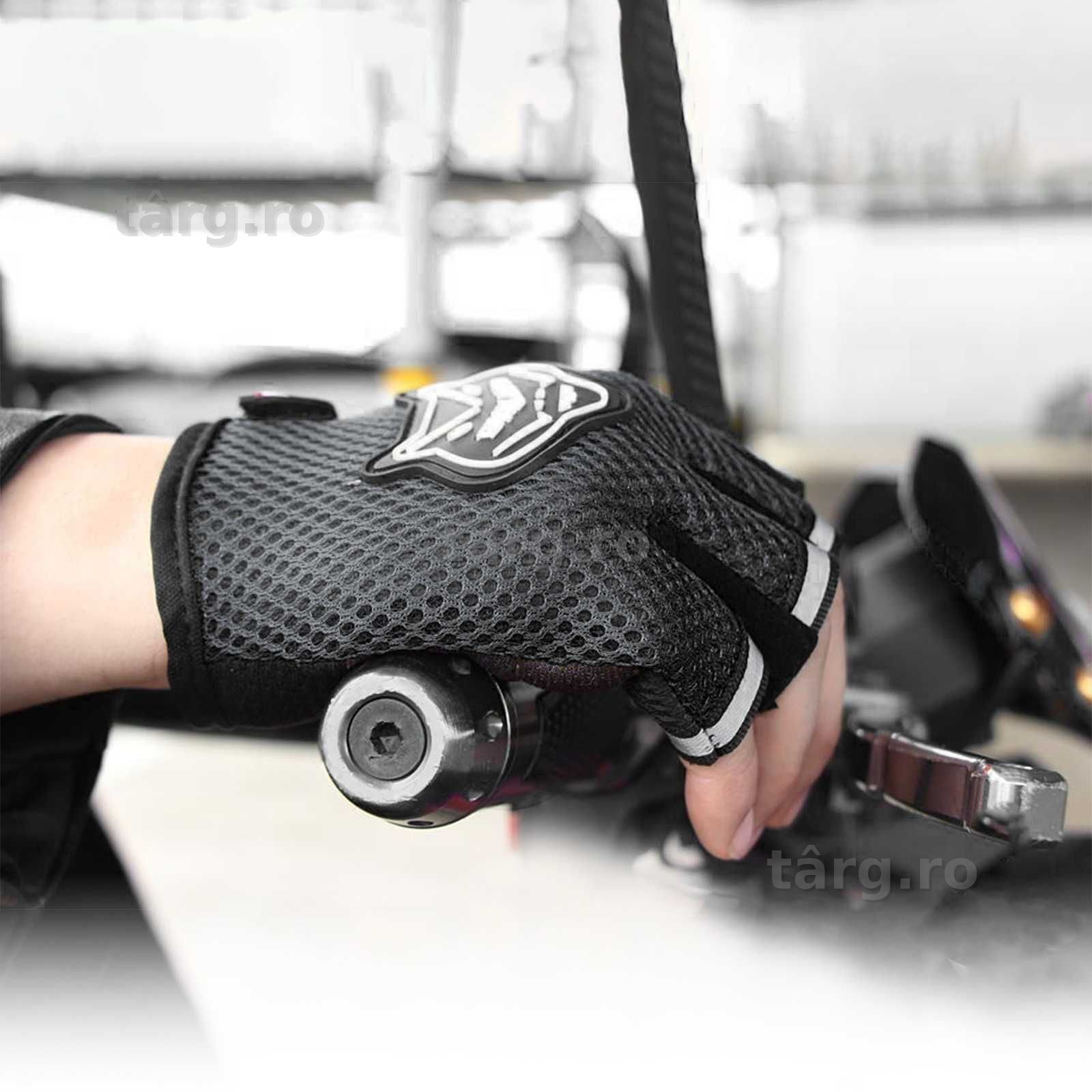 Manusi ciclism pentru Bicicleta si Fitness cu protectie palma, din Material Respirabil, marime universala, Negru 5