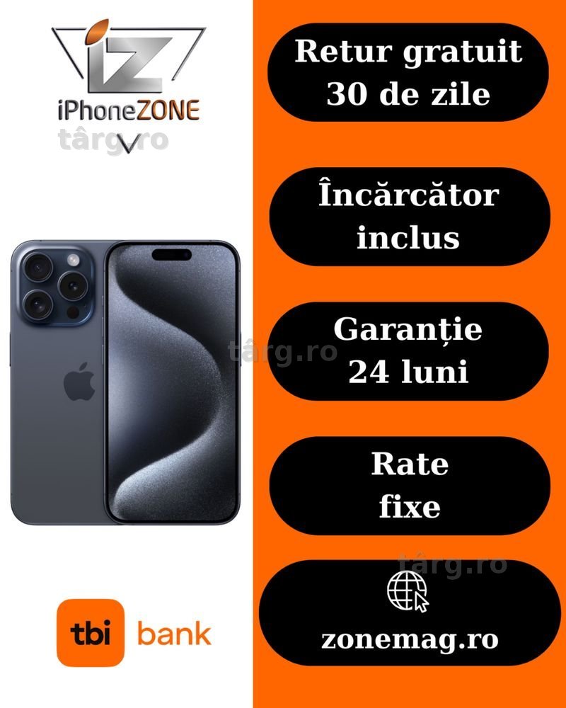 Iphone 15 Pro 128GB 100% Garantie Rate BuyBack - zonemag.ro