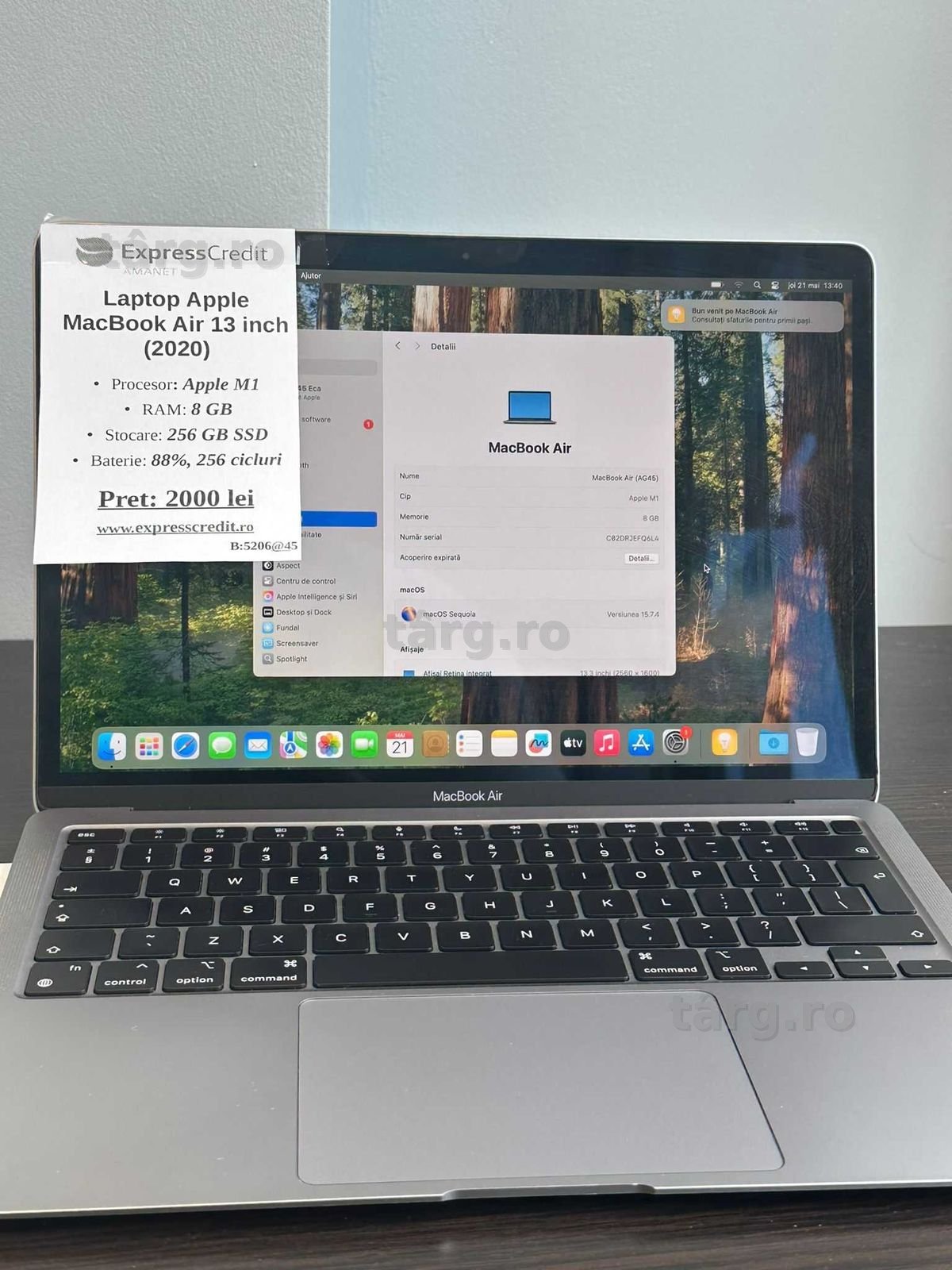 (Ag45 B.5206.45)  Laptop Apple MacBook Air 13 -Garantie 24 luni ! 2