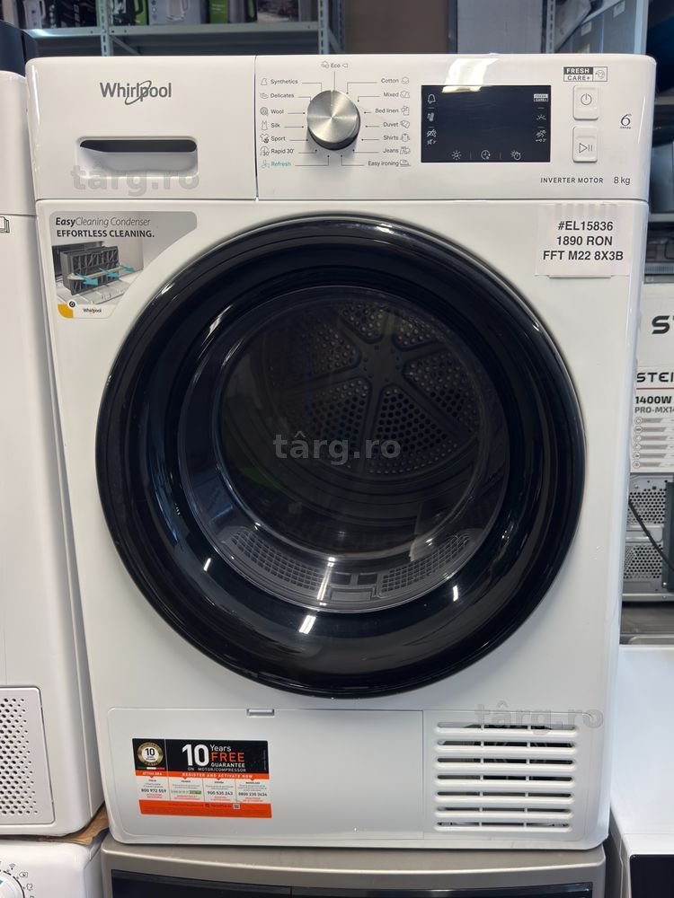 Uscător de rufe cu pompă de căldură 8kg Whirlpool FFT M22 8X3B