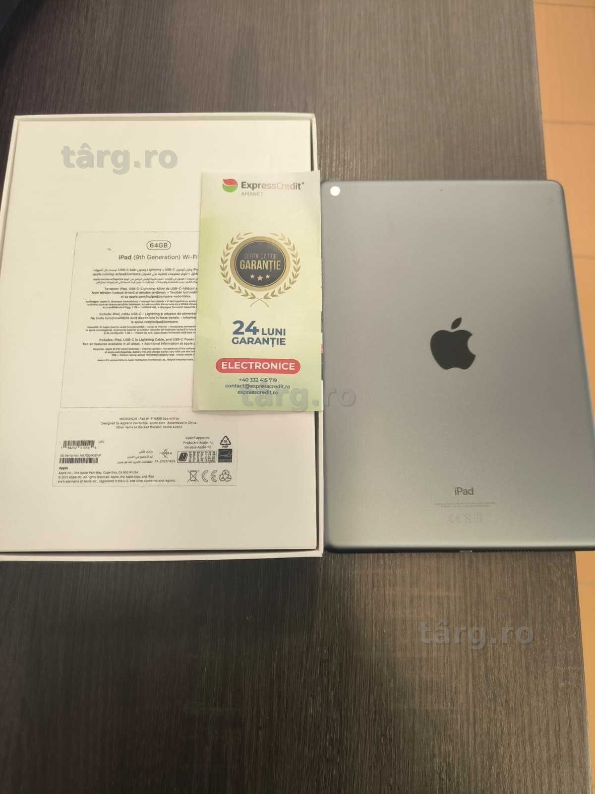 Tableta Apple iPad 10.2" 9th Gen 2021 64GB (Ag24 Harlau b.46275) - 24 Luni Garantie!