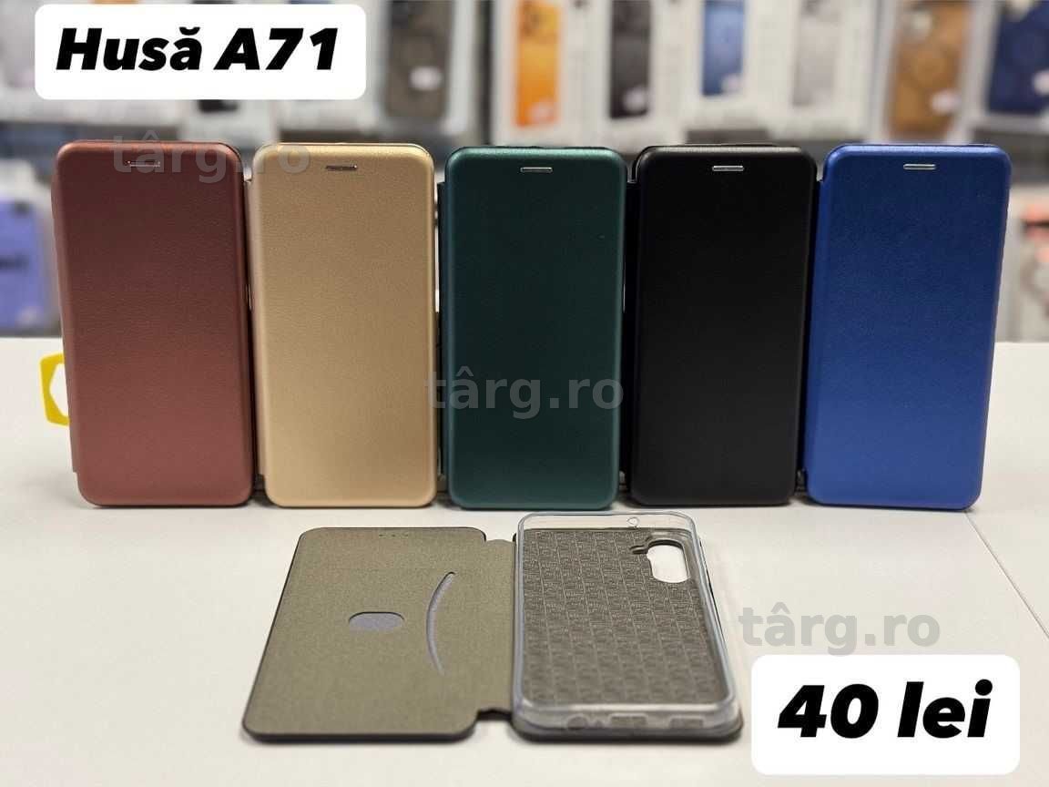 Husa piele ecologica tip carte, folie, cablu,incarcator pentru Samsung A71 2