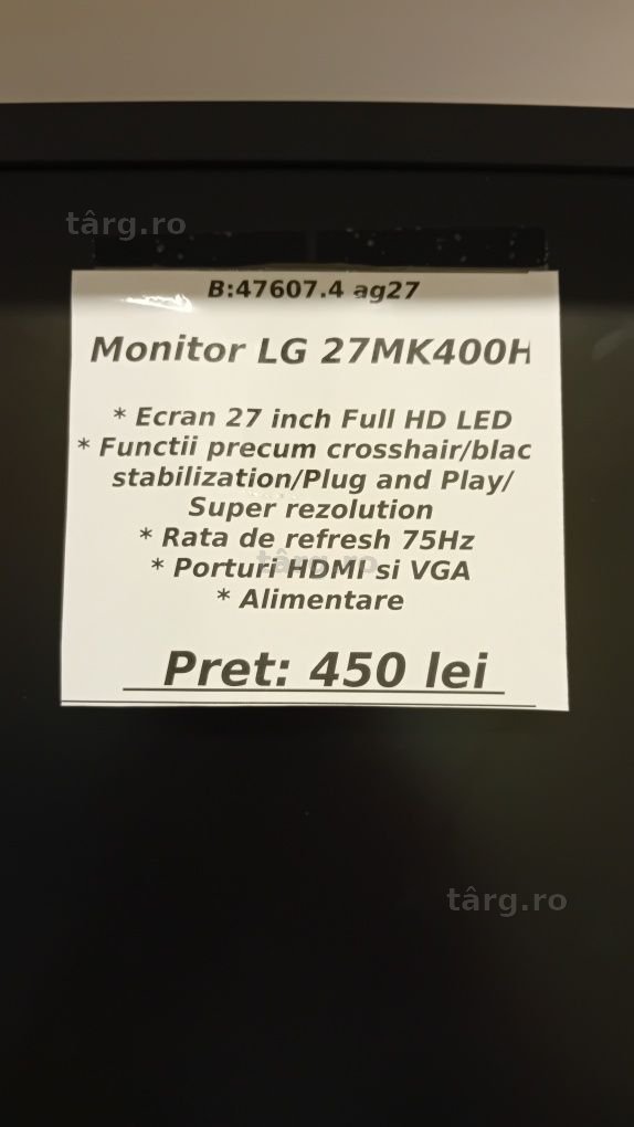 Monitor LG 27'' AG20 Dancu b47607 Garanție 2 ani 2