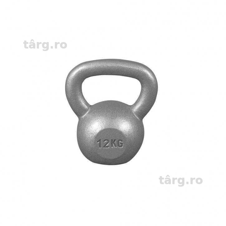 Kettlebell din fier 12 kg Gorilla Sports, gri si negru