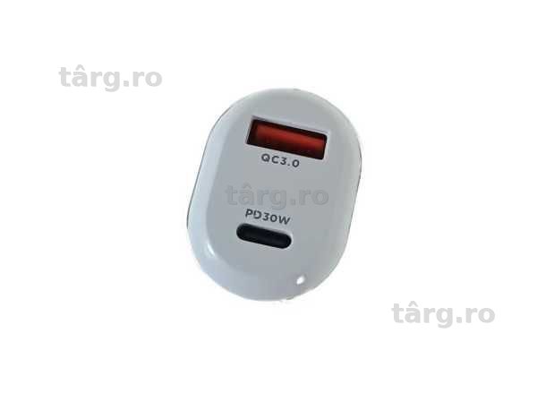 Incarcator auto, Incarcare rapida, Quick Charge 3.0, Alb 5