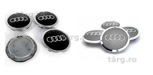 Set 4 Embleme Capace Jante Roti Audi 69MM Negru/Gri/Crom 4B0601170A