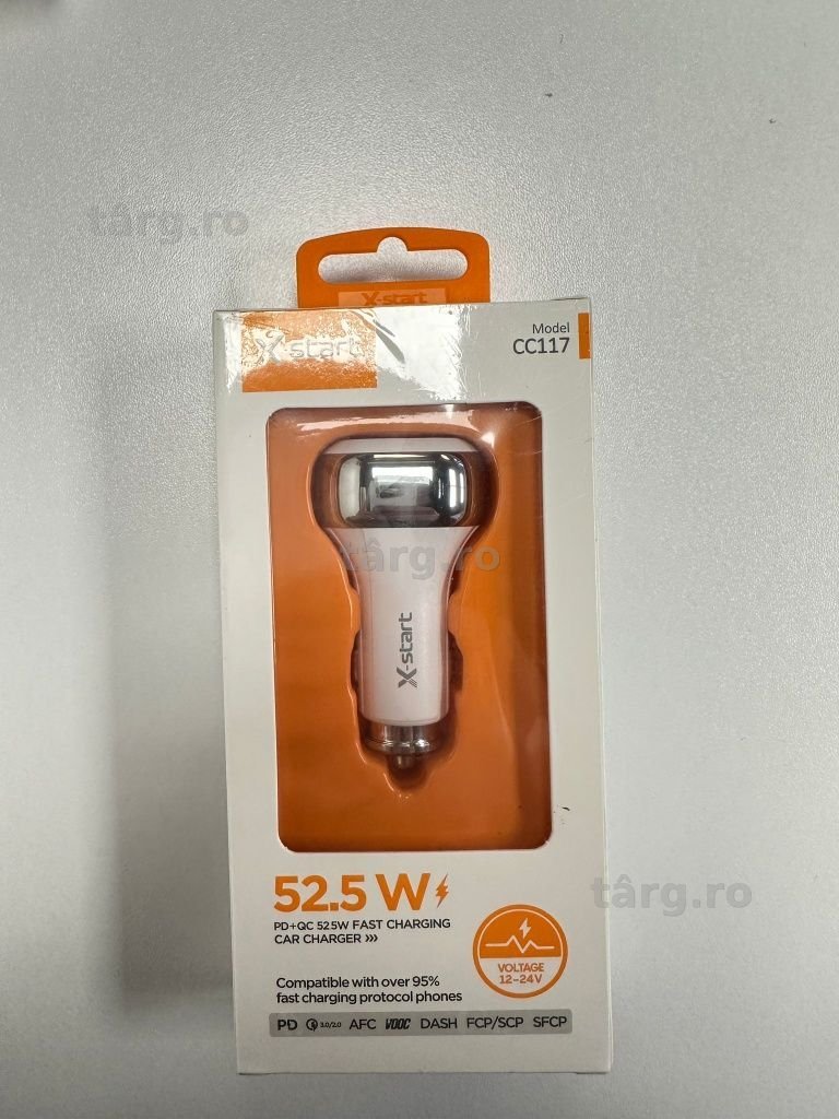 Incarcator Auto Fast Charge cu USB si Tip C 2