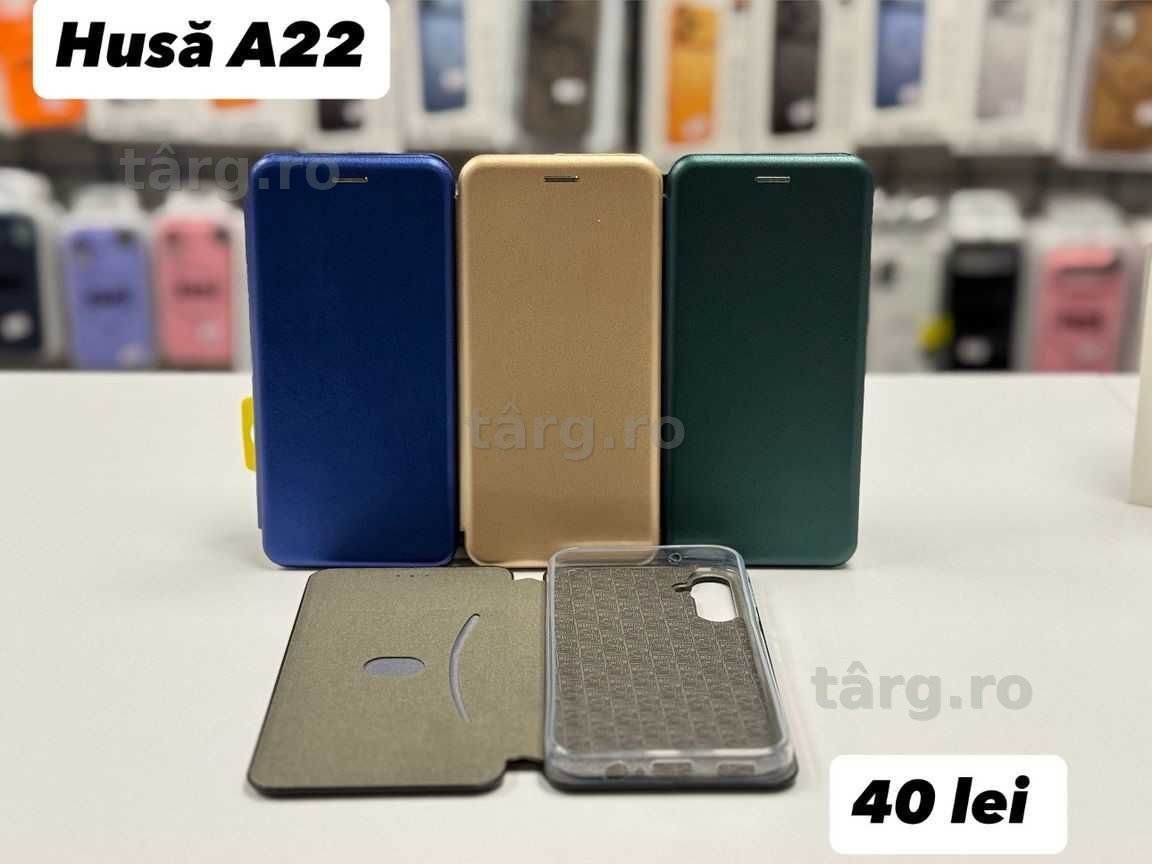 Husa piele ecologica tip carte, folie, cablu,incarcator Samsung A22 2