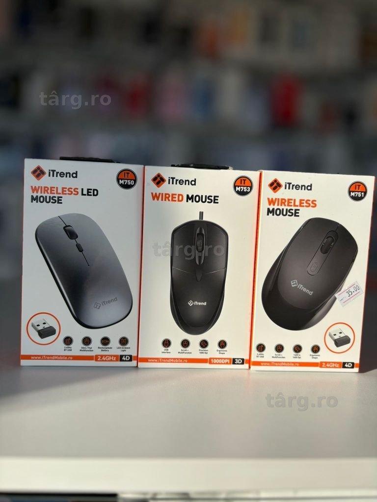 Mouse cu fir USB – plug & play, compatibil PC & laptop