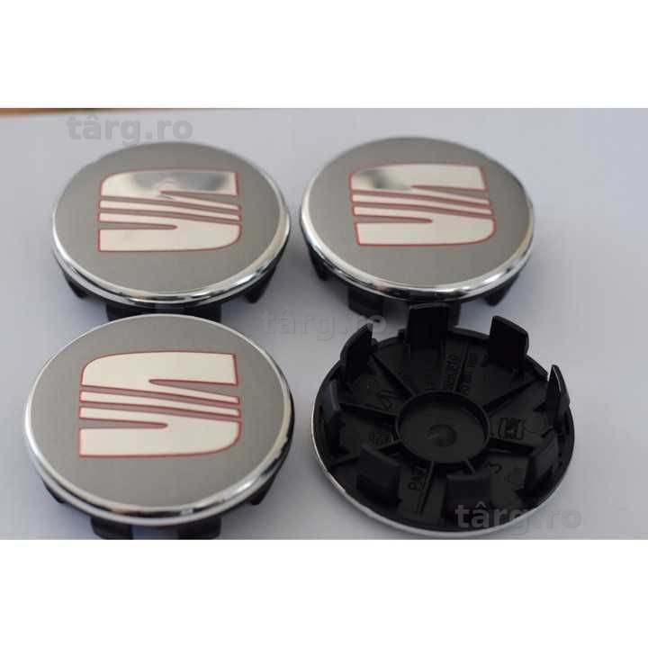 Capace Roti Sigle Embleme Jante Seat Rosu/Negru, 63mm INT cu 57mm EXT