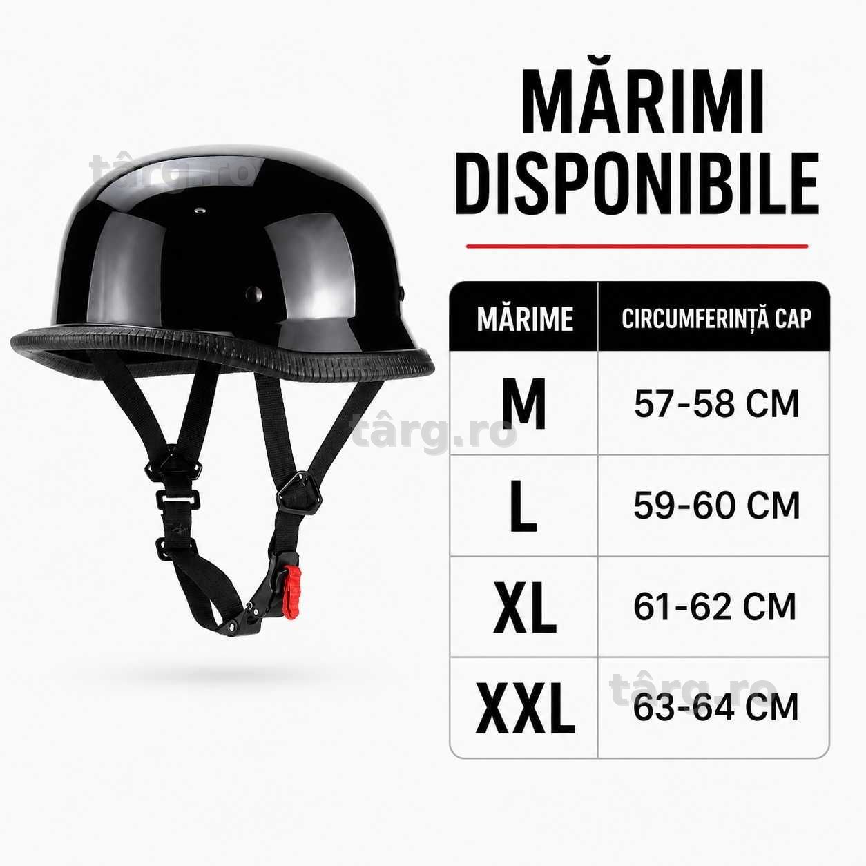 Casca Moto/Scuter Retro German, Interior Confortabil, Prindere rapida, Negru Lucios 4