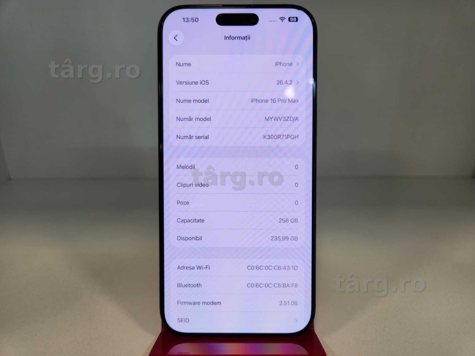 Telefon Apple Iphone 16 Pro Max 256Gb Baterie 95% (Ag8 Tudor/B74888) - Garantie 2 Ani! 5