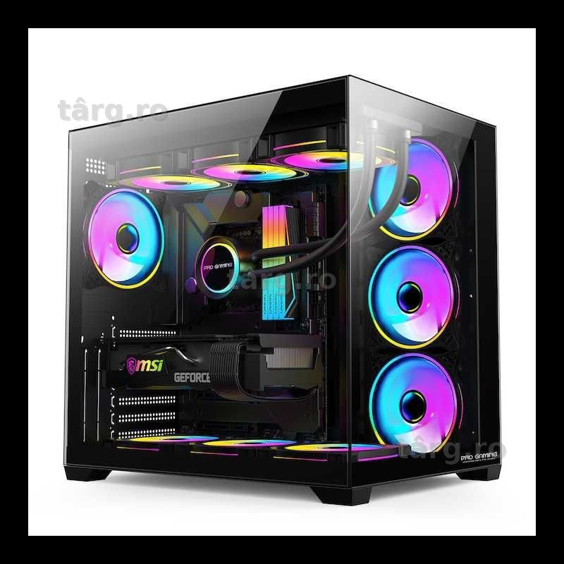 Carcasa Pro Gaming ELITE BLACK, Cube Tower, ATX, fara sursa, 7x ARGB FAN, Controller ARGB