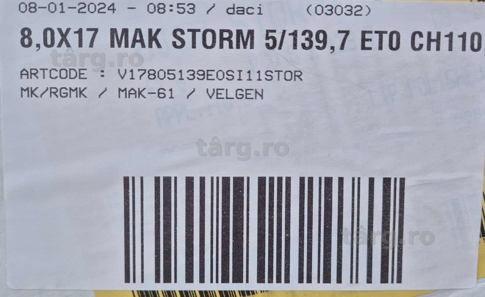 Jante MAK 8JX17, 5/139.7 ET0 (Suzuki, Nissan , Mitsubishi,Jeep,Toyota) 8